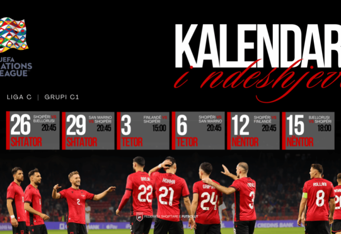 Nations League: Sfida e parë më 26 shtator, Kombëtarja e nis dhe e mbyll kundër Bjellorusisë